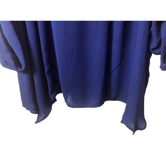 NWT Simply Emma Sheer Dark Blue Tunic Style Blouse with Roll Up Sleeves Size 3X - Picture 5 of 5